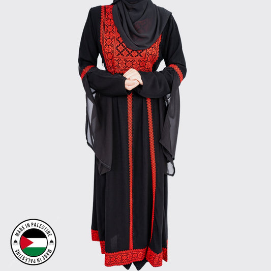 Rafah Abaya (Red & Black)