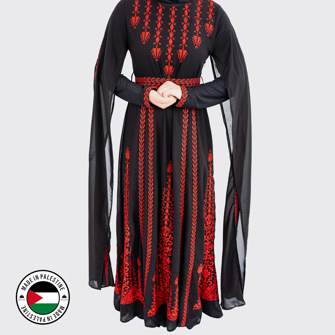 Yaffa Abaya (Black & Red)
