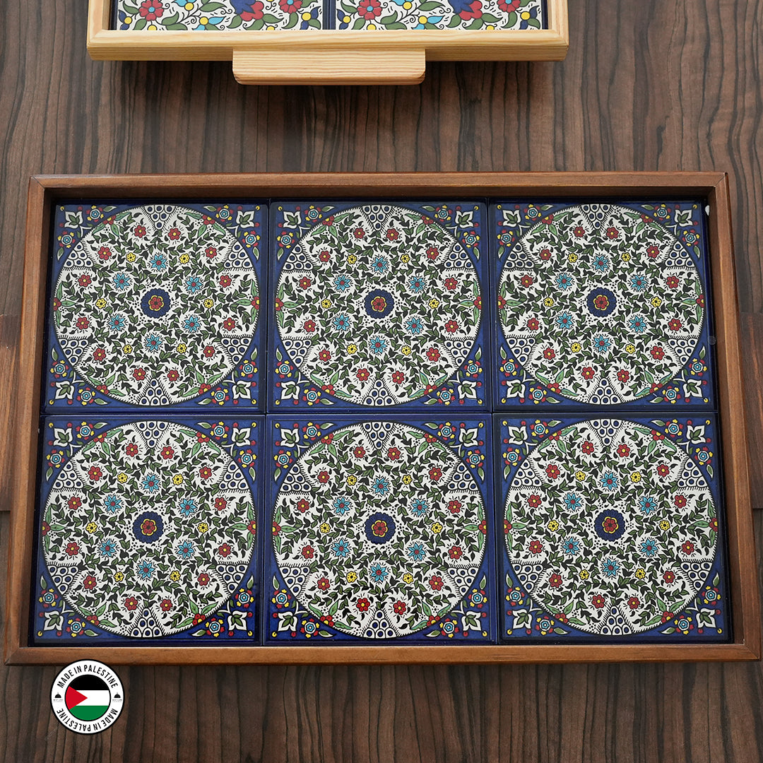 Aliya Multi-Coloured Wooden Tray (30x45 cm)