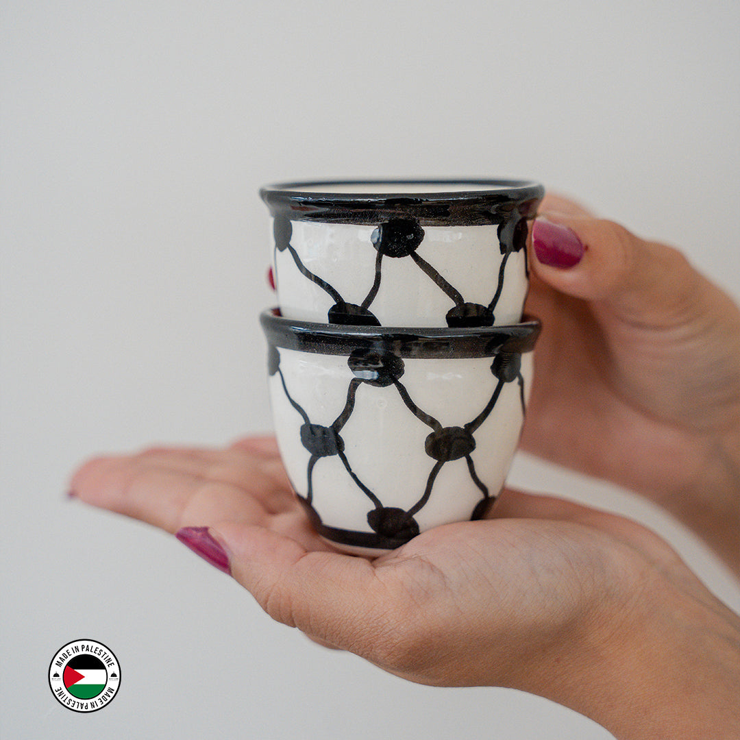 Kuffiyeh Pattern Coffee Pot, Coffee Cups & Tray Set