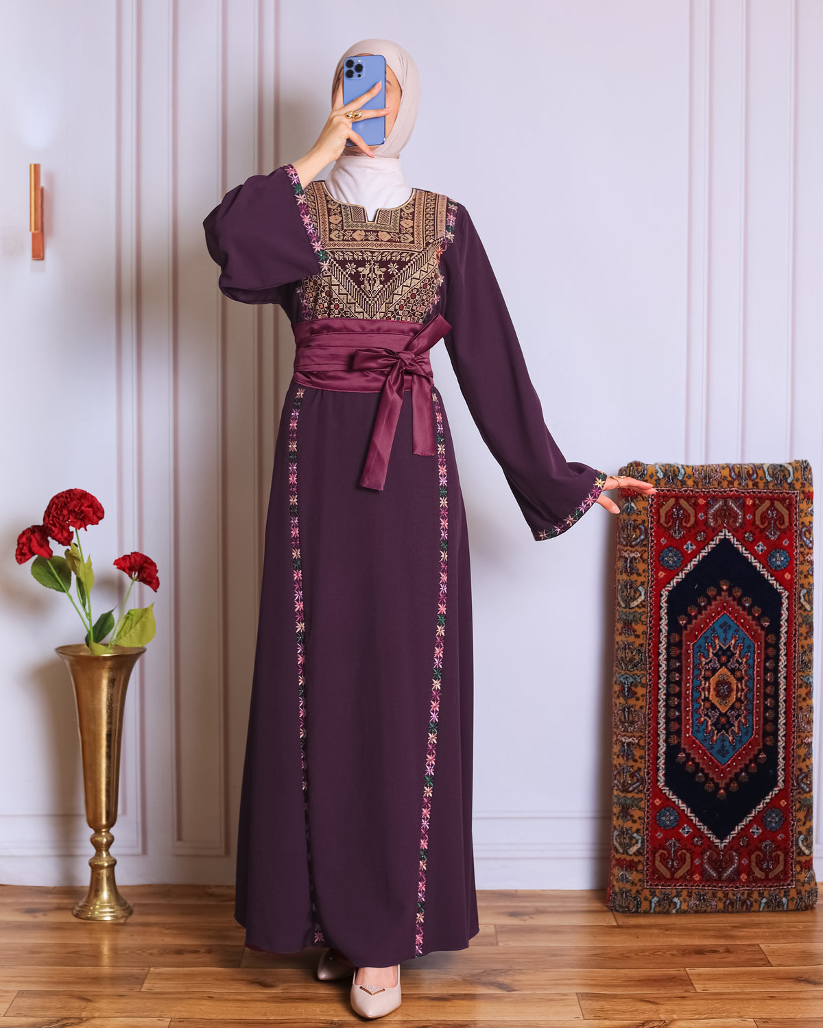 Plum tatreez abaya