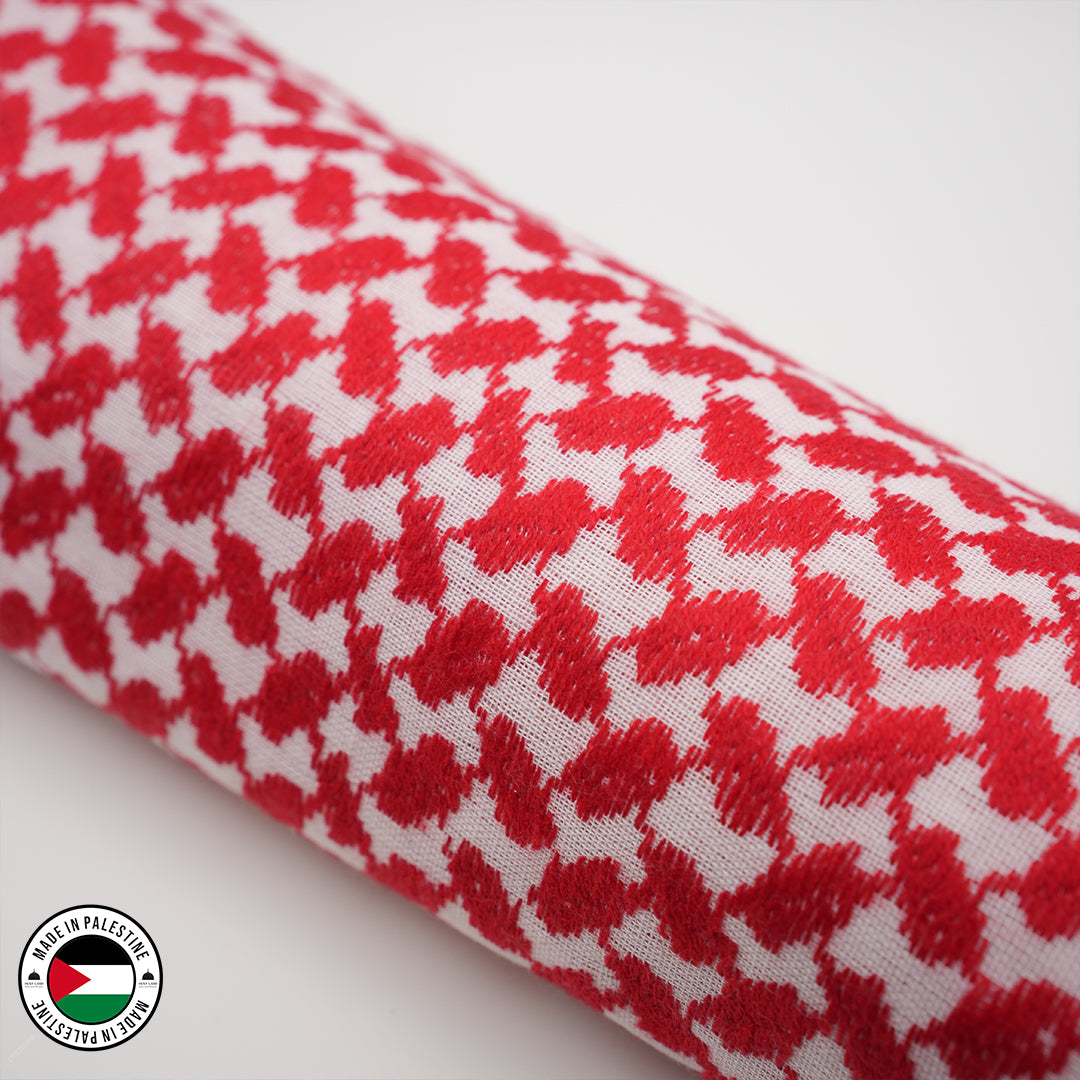 Red & White Hirbawi Kufiya (Kuffiyeh)