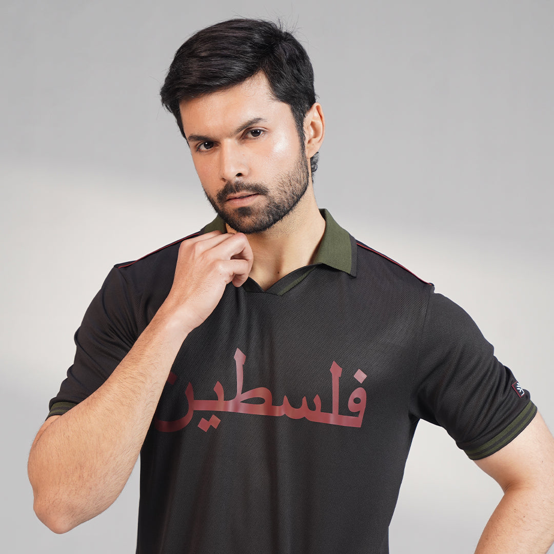 Retro Football Polo Black (XS-2XL)