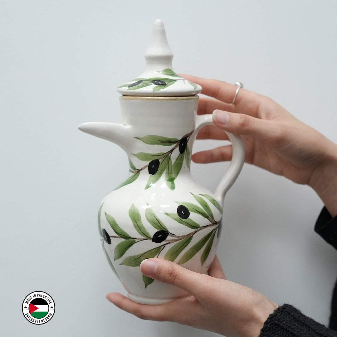 Olive Tree Coffee Pot, Coffee Cups & Tray Set