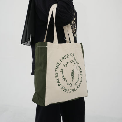 FREE PALESTINE white/green tote bag