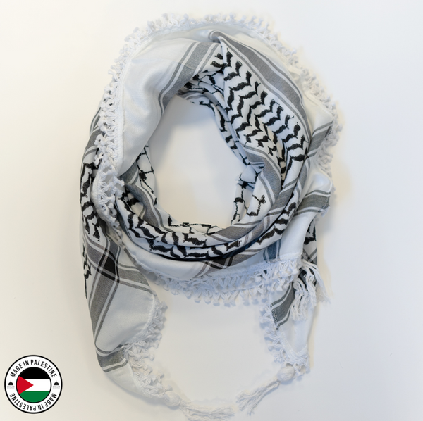 Black & White Hirbawi Kufiya (Kuffiyeh)