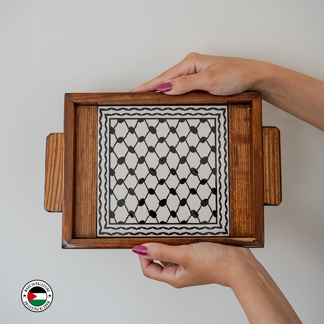Kuffiyeh Pattern Coffee Pot, Coffee Cups & Tray Set