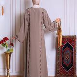 Taupe/mauve tatreez abaya