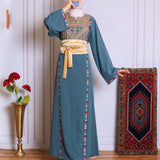 Deep blue/green tatreez abaya