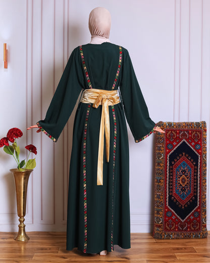 Emerald green tatreez abaya