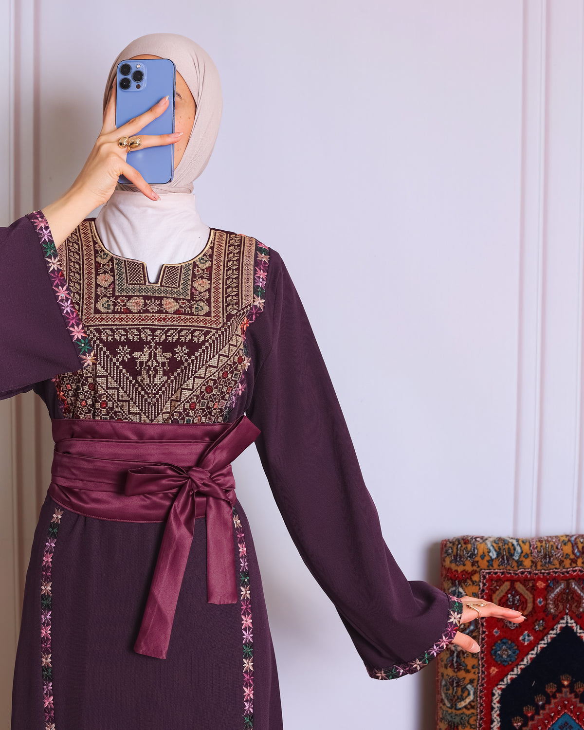 Plum tatreez abaya