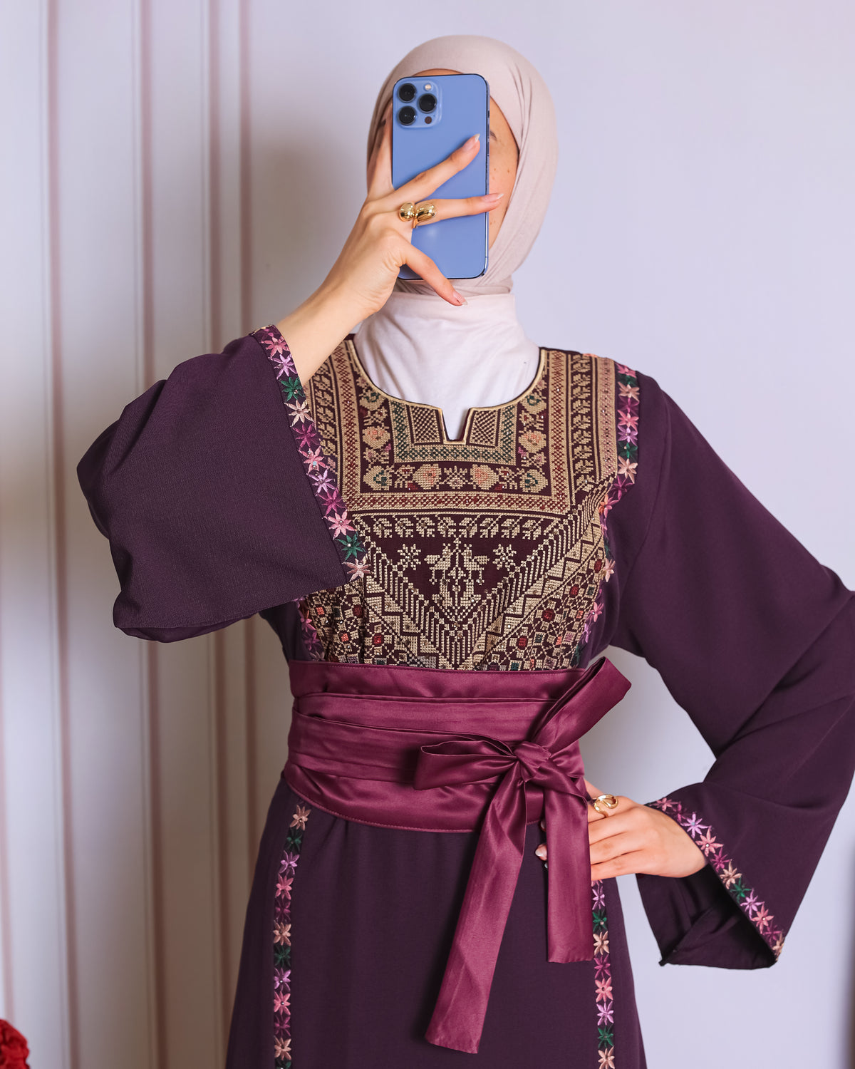 Plum tatreez abaya