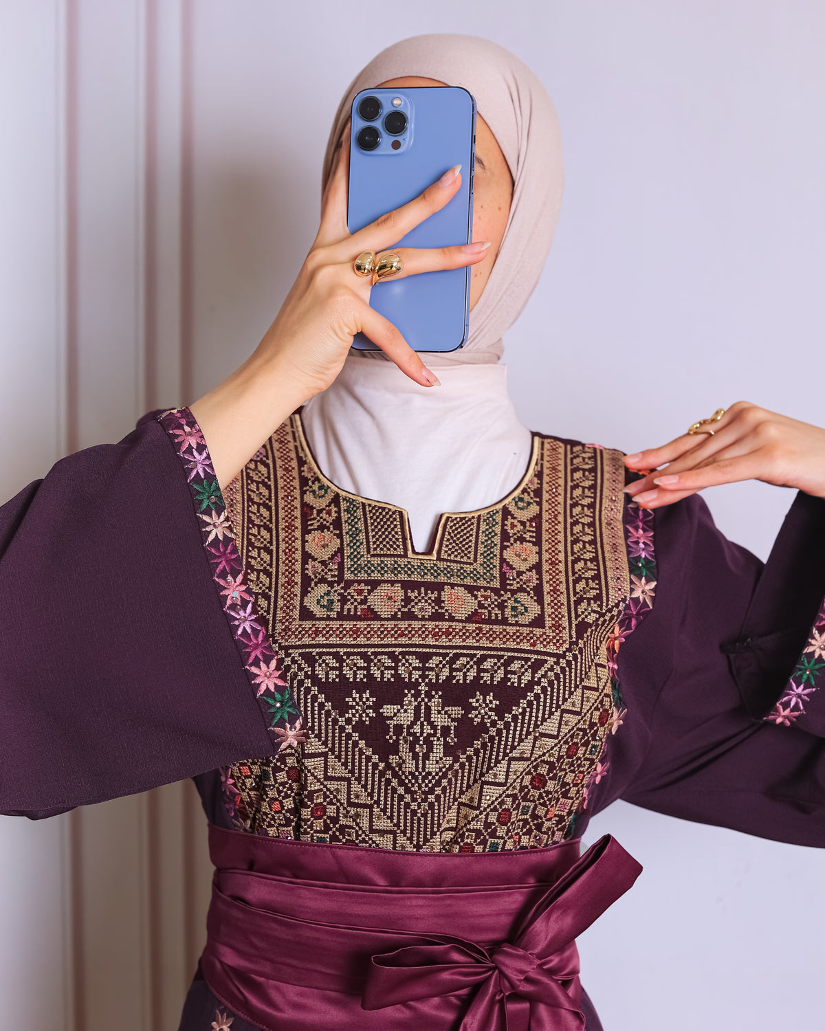 Plum tatreez abaya
