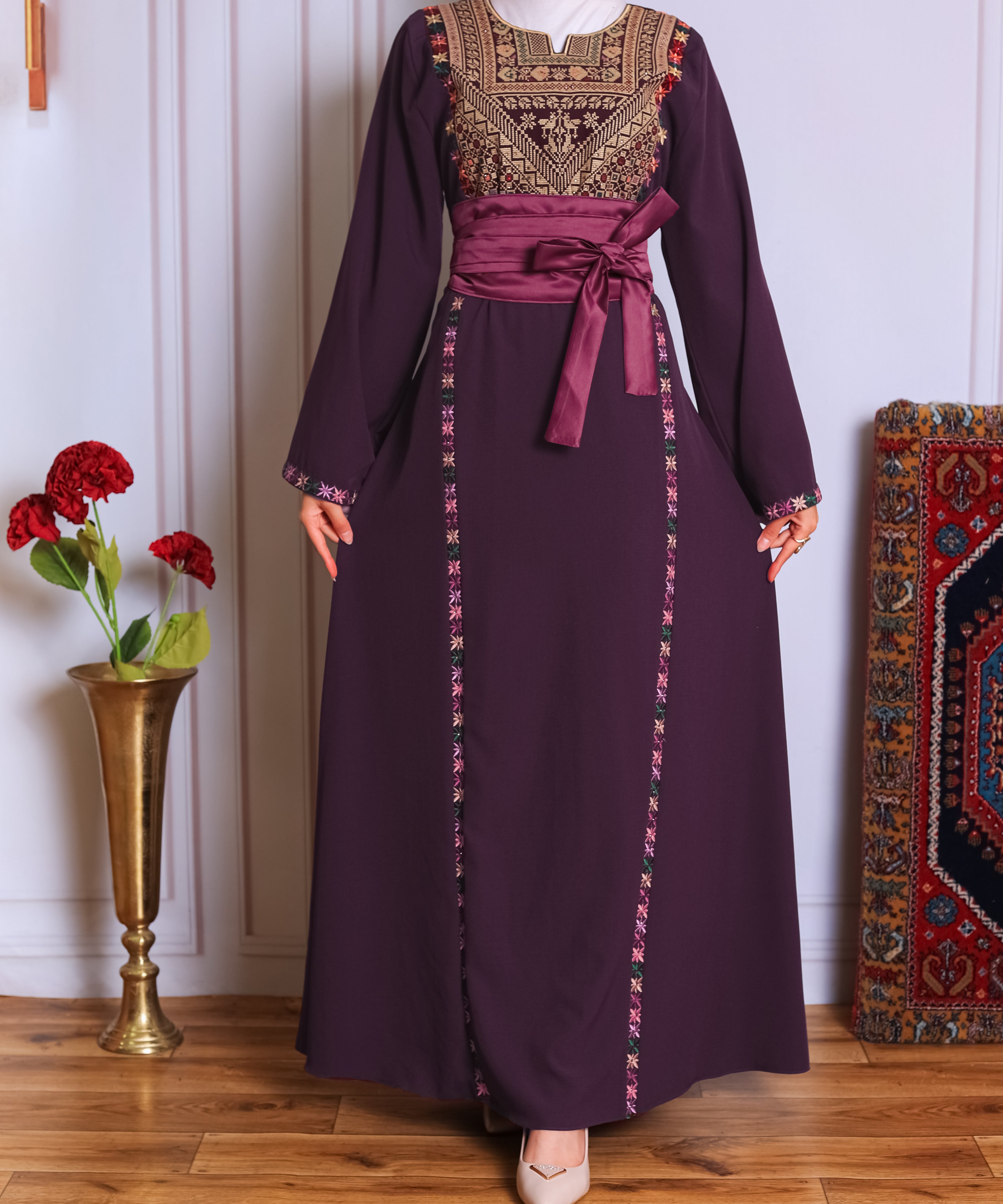 Plum tatreez abaya