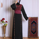 Black/burgundy tatreez abaya