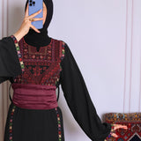 Black/burgundy tatreez abaya