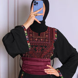 Black/burgundy tatreez abaya