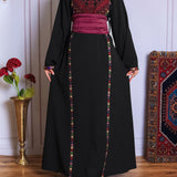 Black/burgundy tatreez abaya