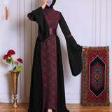 Black/Red Full Tatreez Abaya