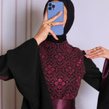 Black/Red Full Tatreez Abaya