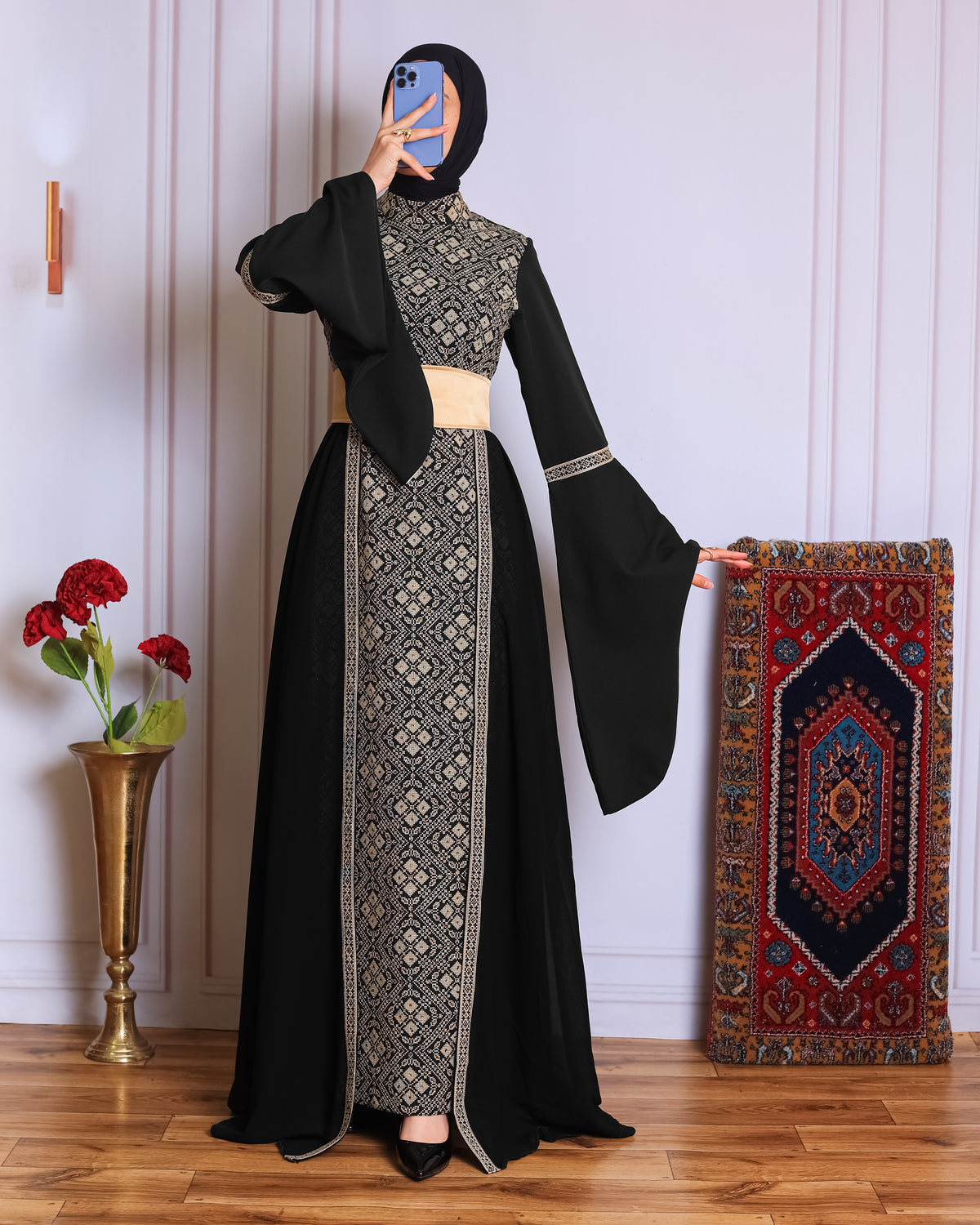 Black/Gold Full Tatreez Abaya