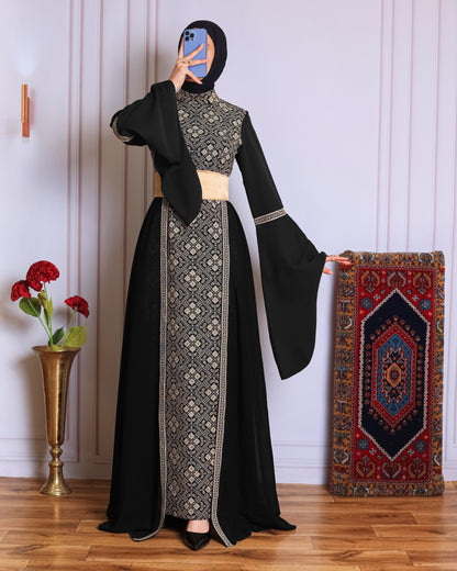 Black/Gold Full Tatreez Abaya