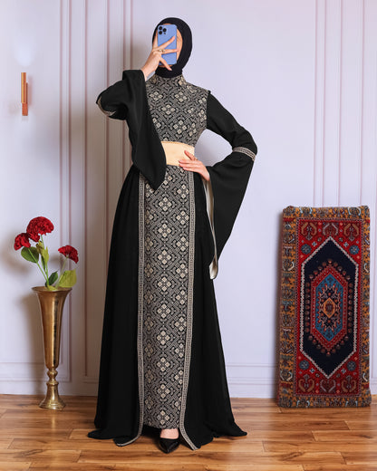 Black/Gold Full Tatreez Abaya