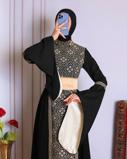Black/Gold Full Tatreez Abaya