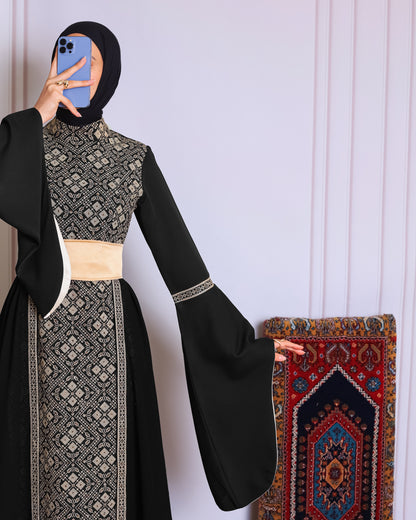 Black/Gold Full Tatreez Abaya