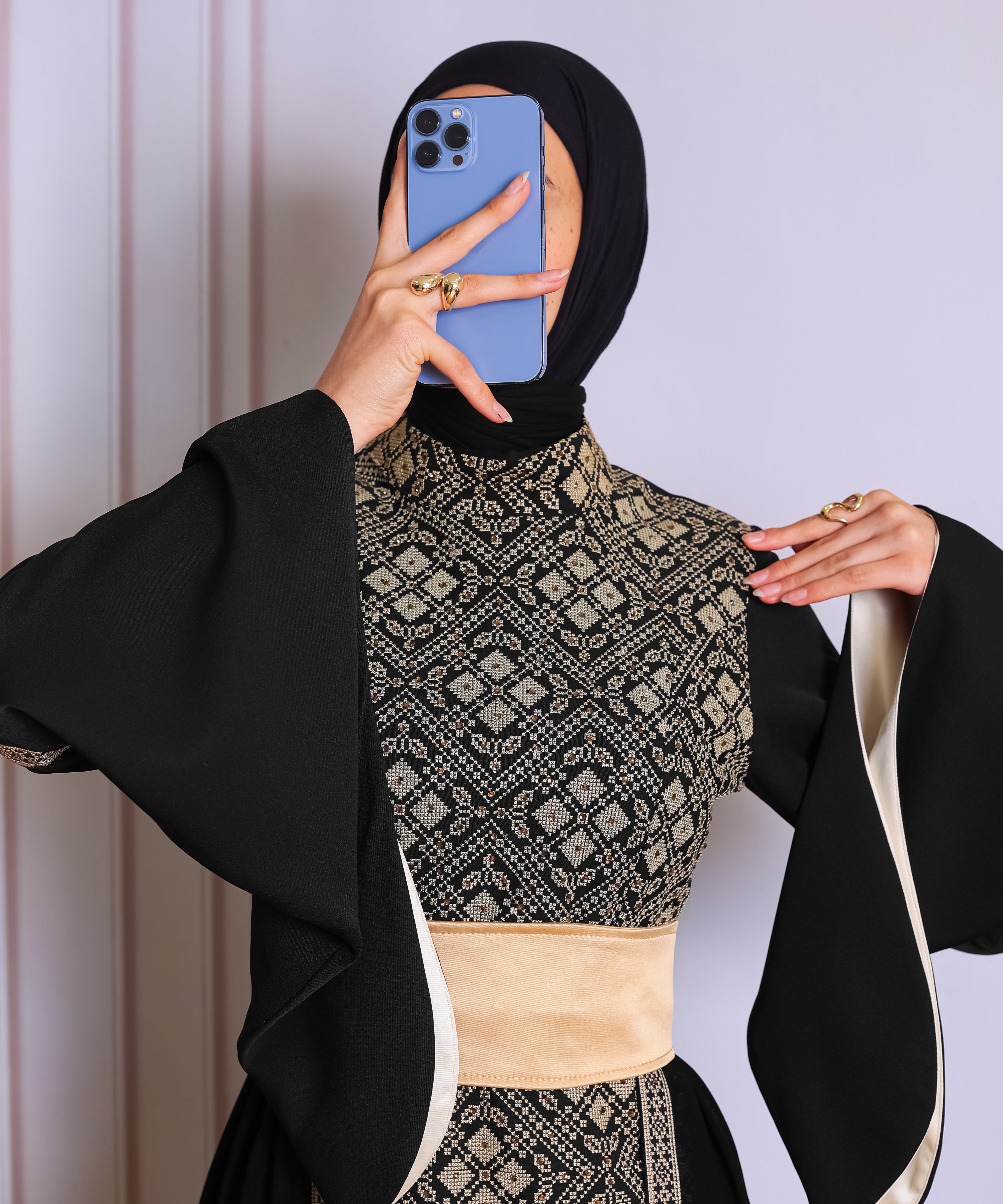 Black/Gold Full Tatreez Abaya