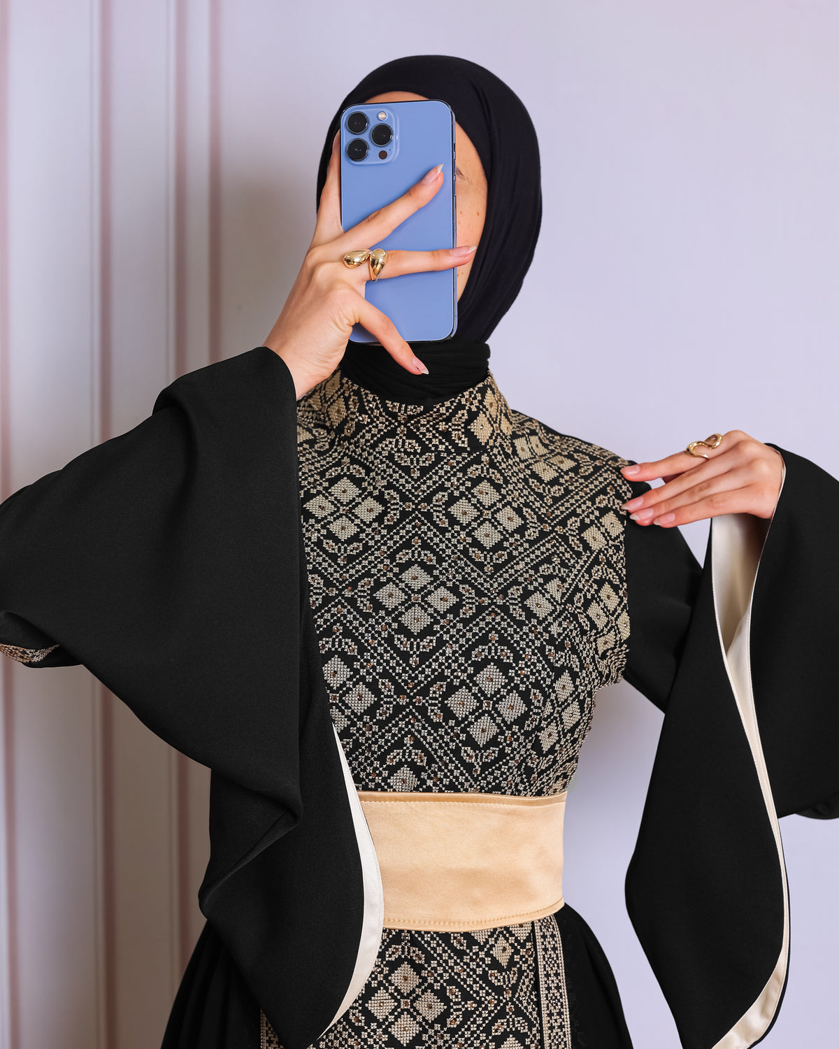 Black/Gold Full Tatreez Abaya