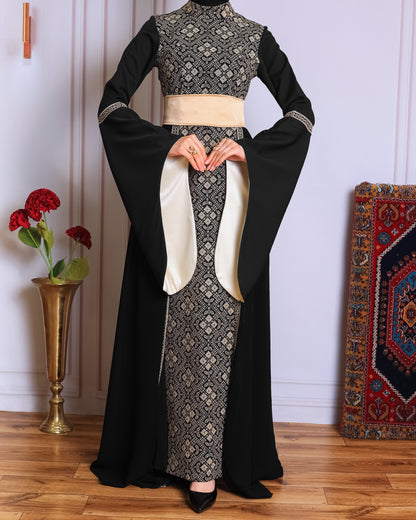 Black/Gold Full Tatreez Abaya