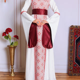White/Red Full Tatreez Abaya