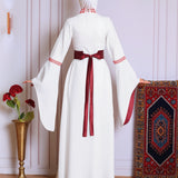 White/Red Full Tatreez Abaya