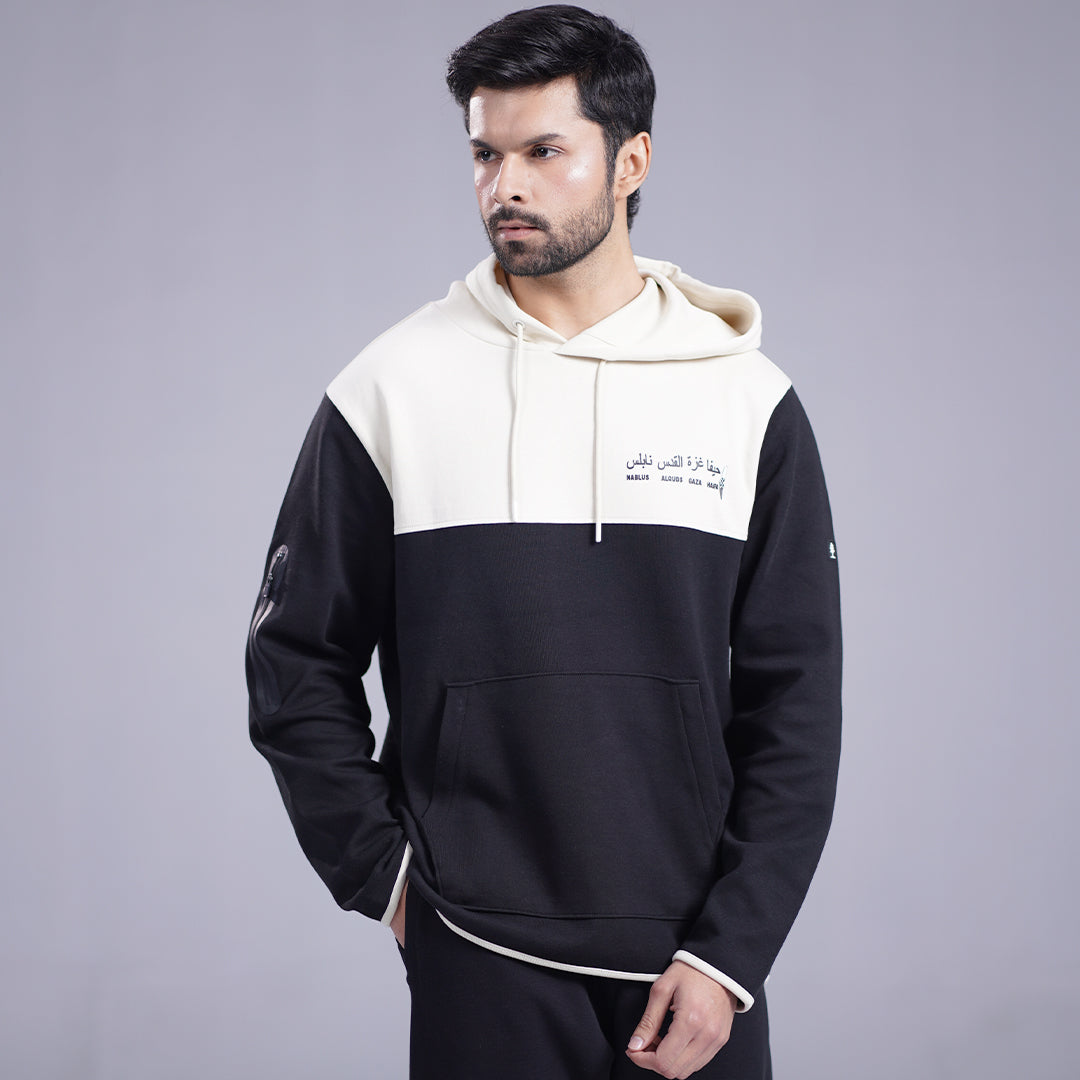 Cream/Black Hoodie and Jogger Set