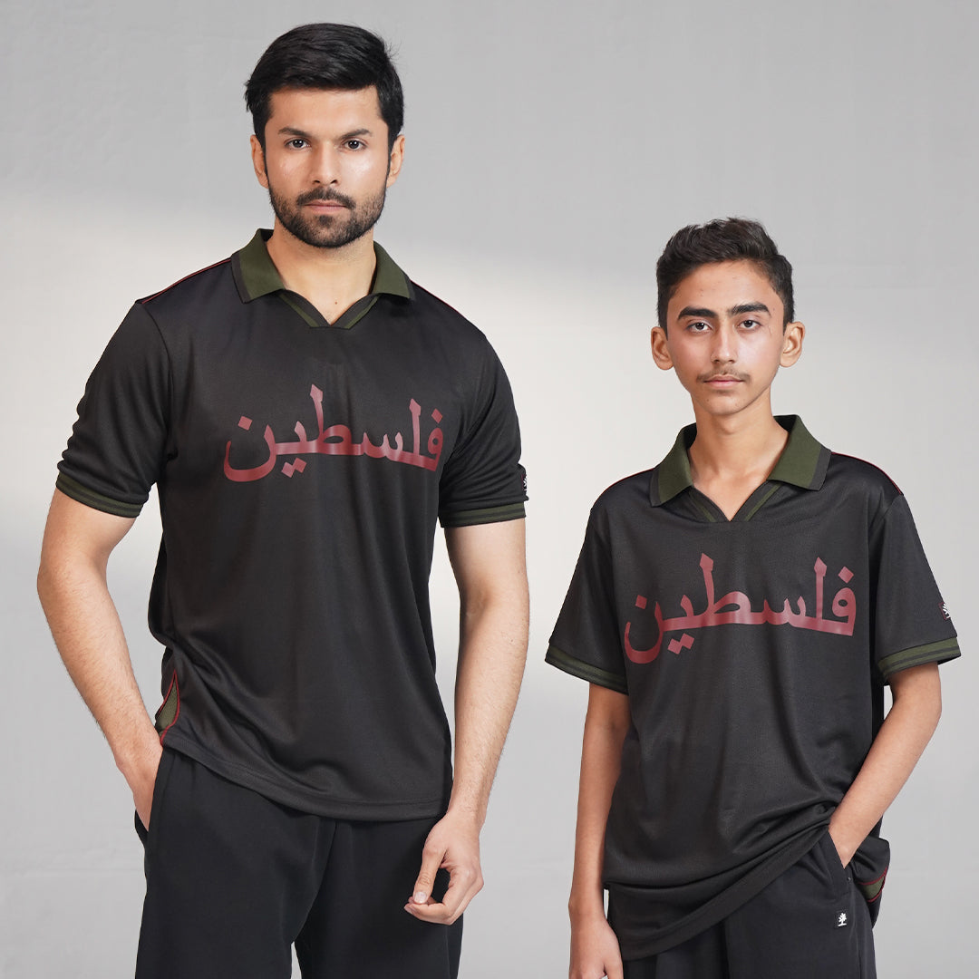 Retro Kids Football Polo – Black (3–16 Years)