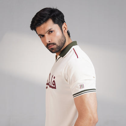 Retro Football Polo – Cream (XS – 2XL)