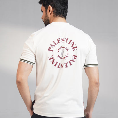 Cream Palestine Script Tee (XS – 2XL)