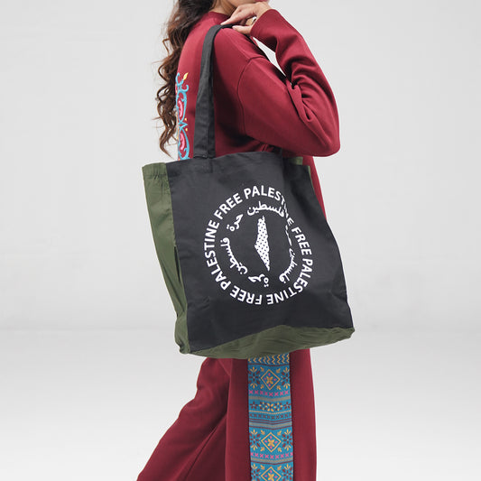 FREE PALESTINE black/green tote bag