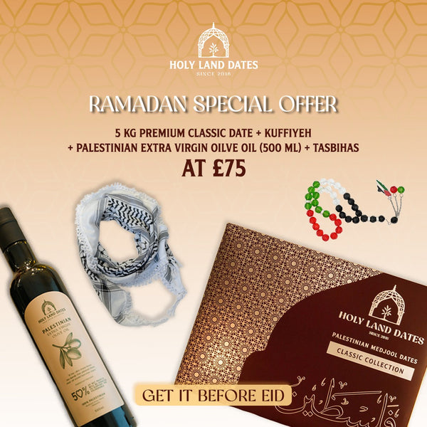 5KG Premium classic Dates +Kuffiyeh + olive oil +Tasbiha