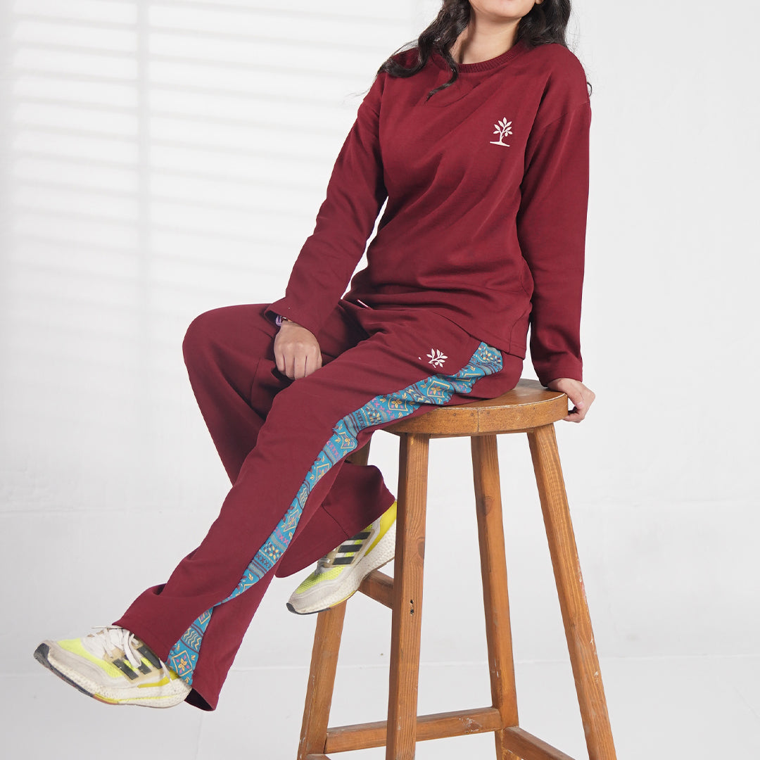 Burgundy Co-Ord Set (XS-2XL) + Womens Scarf, Gloves, & Beanie Hat Set