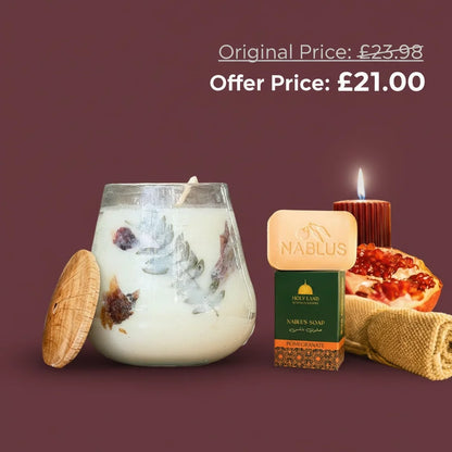 Handmade Candles + Nablus Pomegranate Olive Oil Soap
